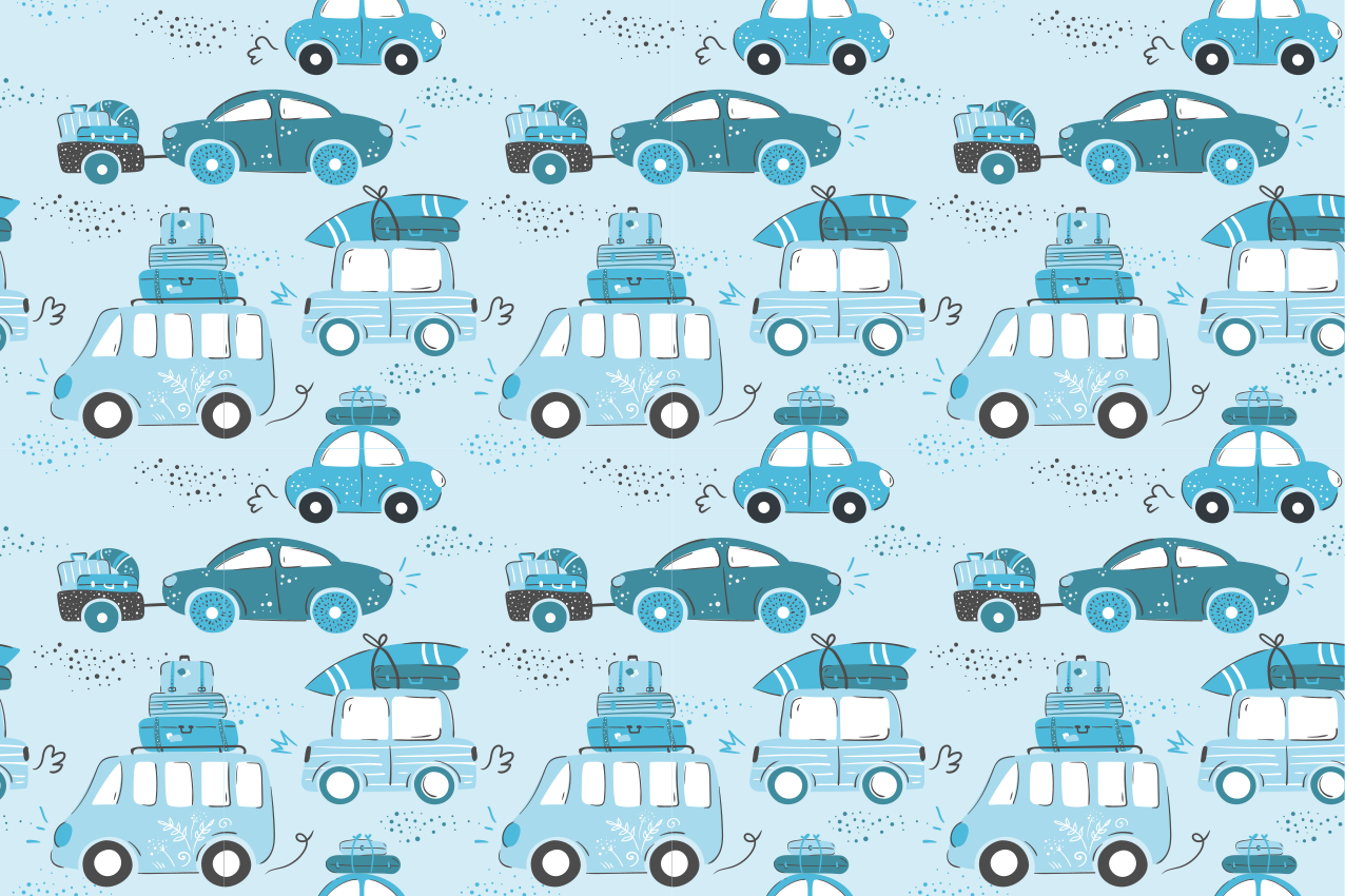 Individual mesa infantil coches con equipaje - TenVinilo