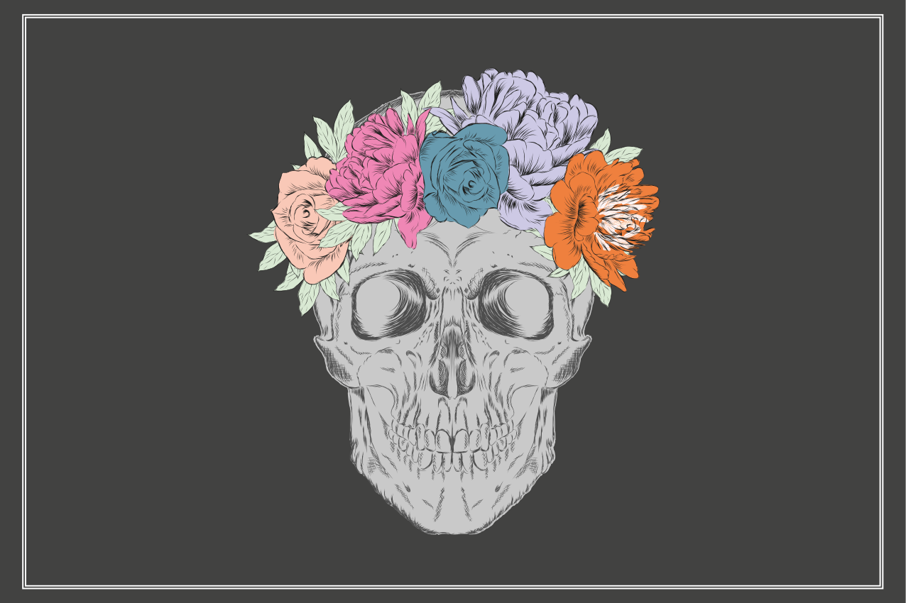 Individual mesa original corona floral de calavera - TenVinilo