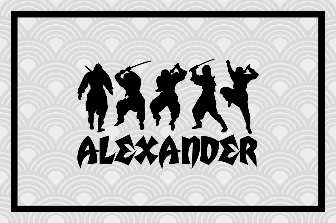 Individual mesa personalizable siluetas ninja warrior - TenVinilo
