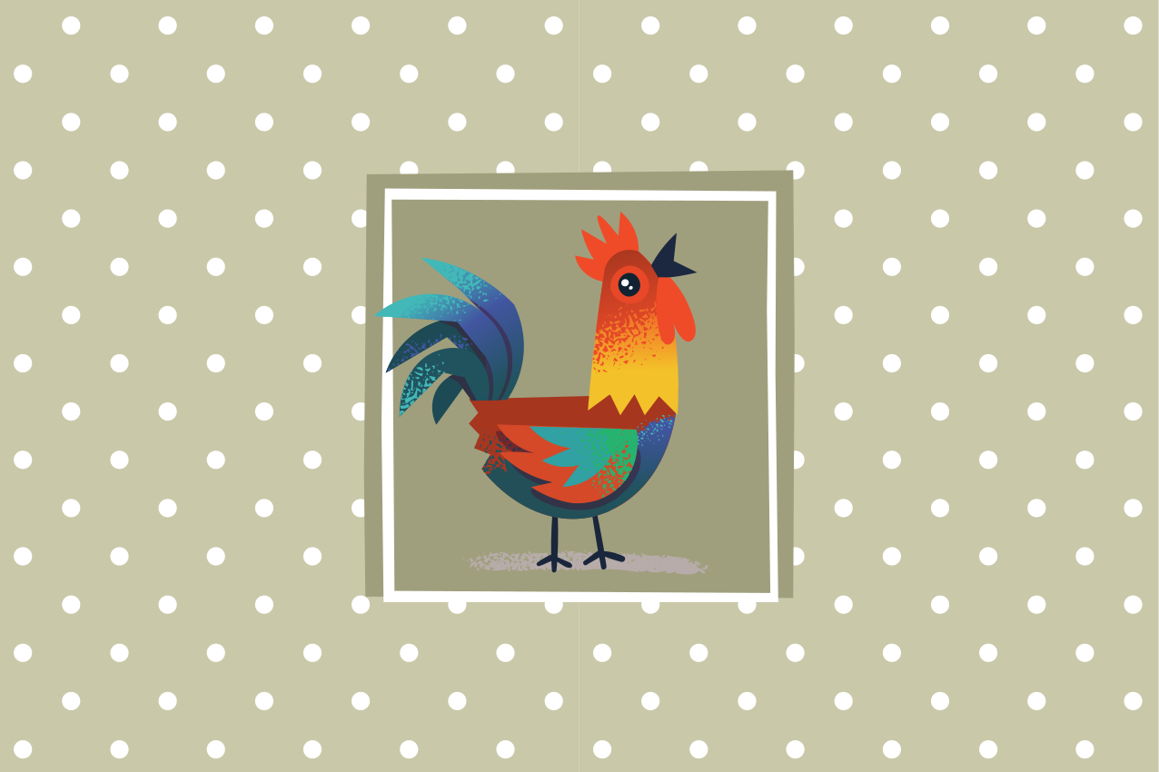 Individual mesa infantil arte del gallo colorido - TenVinilo