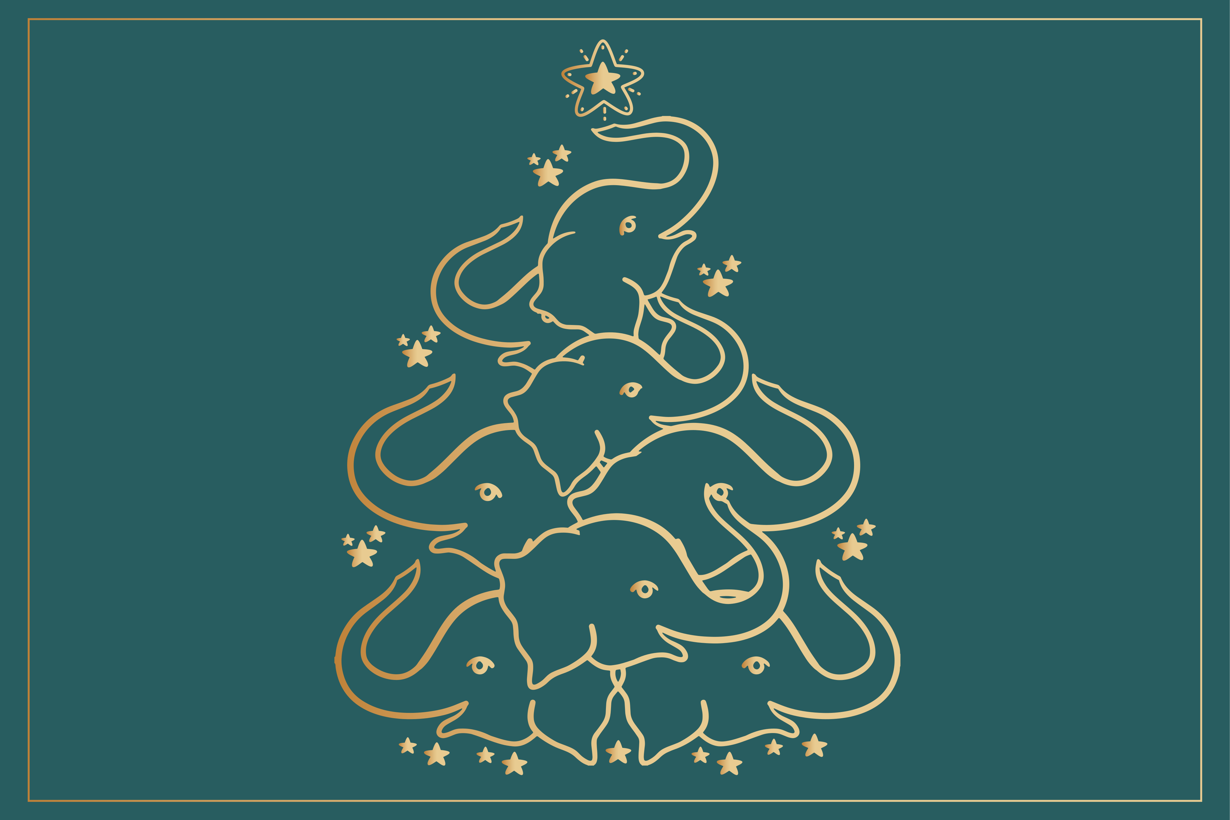 Individual mesa navideño Árbol elefante elegante - TenVinilo