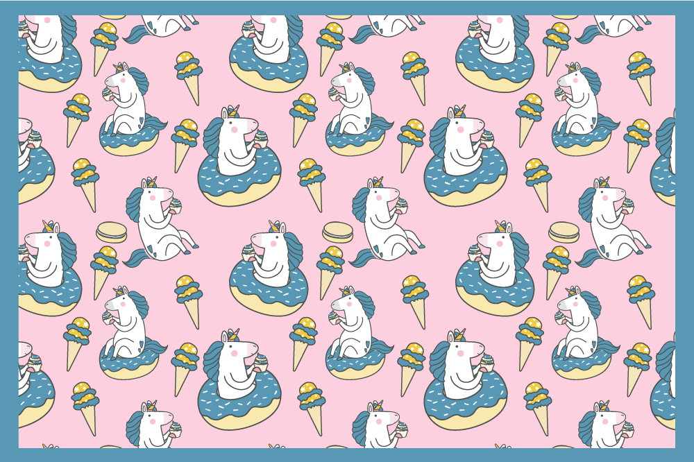 Individual mesa infantil unicornios disfrutando helado - TenVinilo