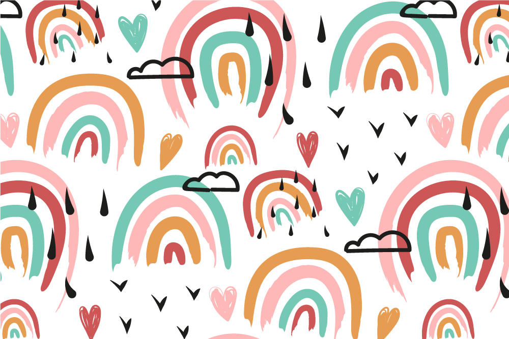 Mantel individual infantil Patrón de arco iris minimalista acuare - TenVinilo