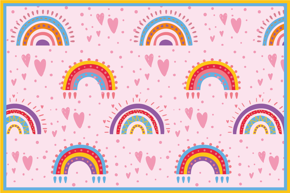 Mantel individual infantil Puntos rosados y arcoiris de colores - TenVinilo