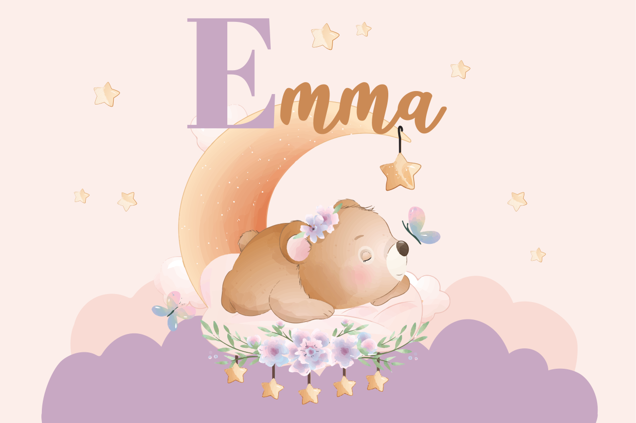 Individual mesa infantil oso durmiendo con estrellas - TenVinilo