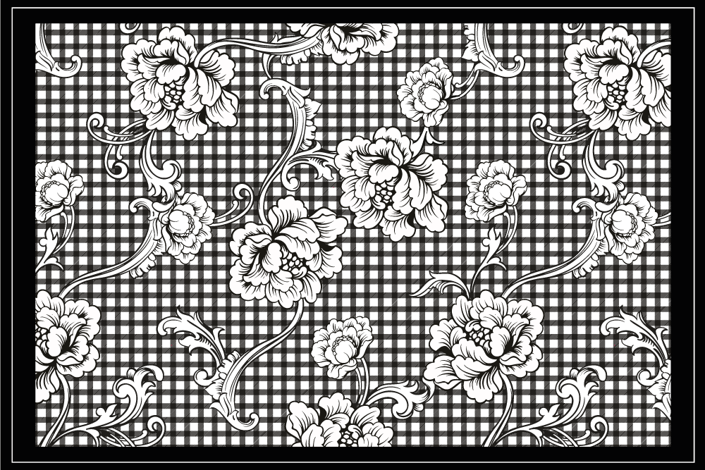 Individual mesa elegante patrón floral negro - TenVinilo
