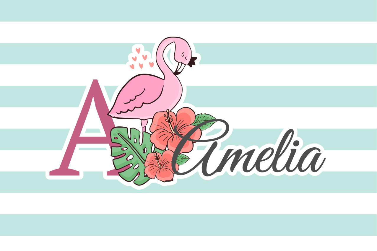 Individual mesa infantil flamenco monograma amelia - TenVinilo