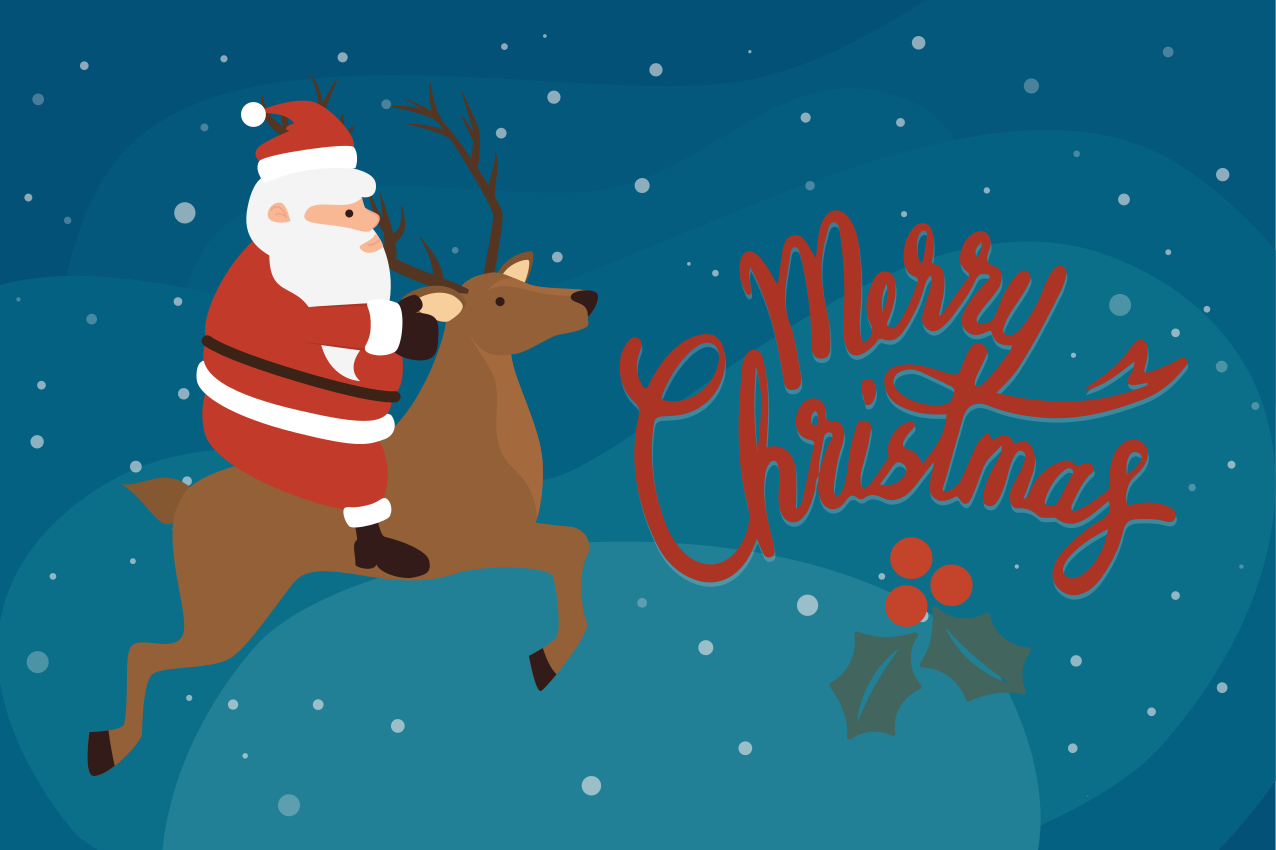 Mantel individual navideño Santa claus con diseño de renos - TenVinilo