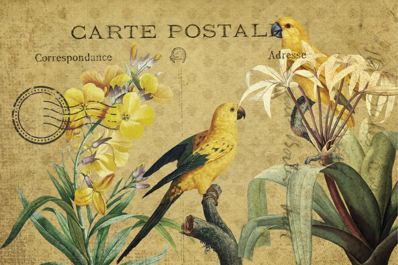 Individual mesa original tarjeta postal vintage floral - TenVinilo
