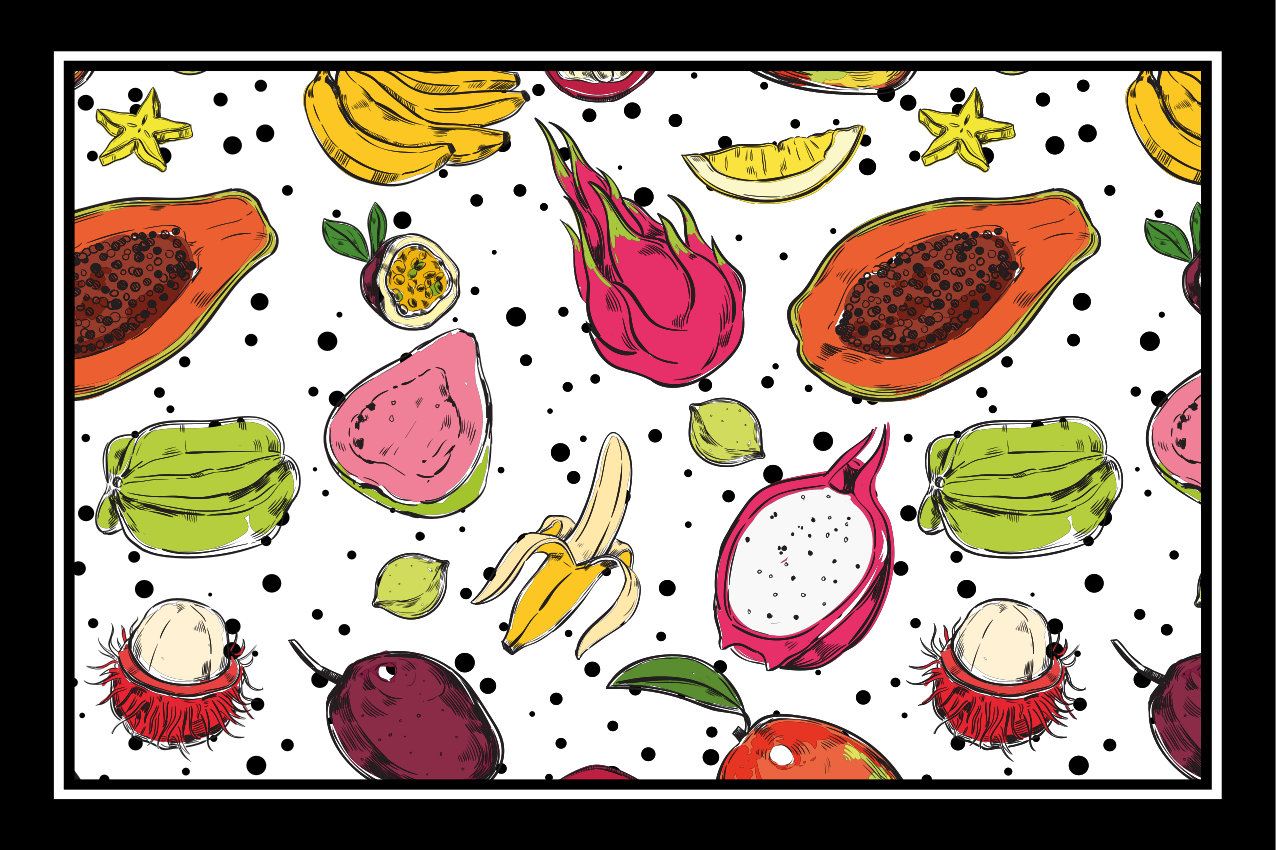 Individual mesa original motivo de frutas vibrantes - TenVinilo