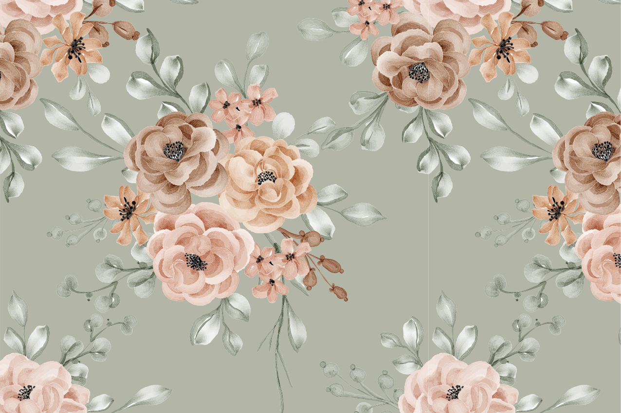 Individual mesa original cuenco con fondo floral - TenVinilo