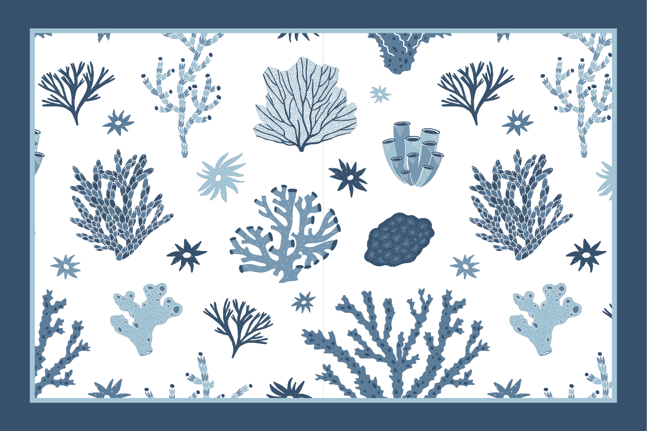 Individual de mesa patrón coral y plantas marinas - TenVinilo