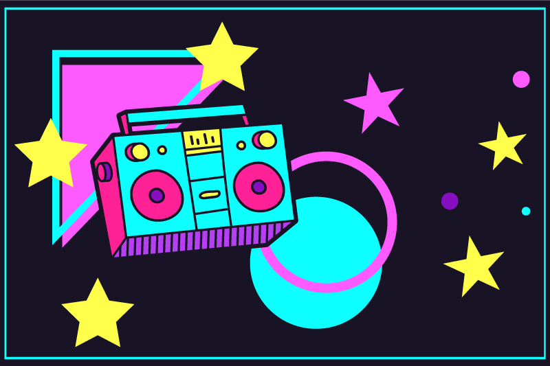 Individual mesa original boom box retro colorido - TenVinilo