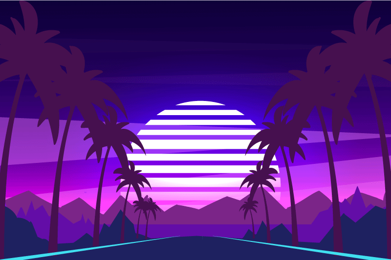 Individual mesa moderno paisaje del atardecer tropical - TenVinilo
