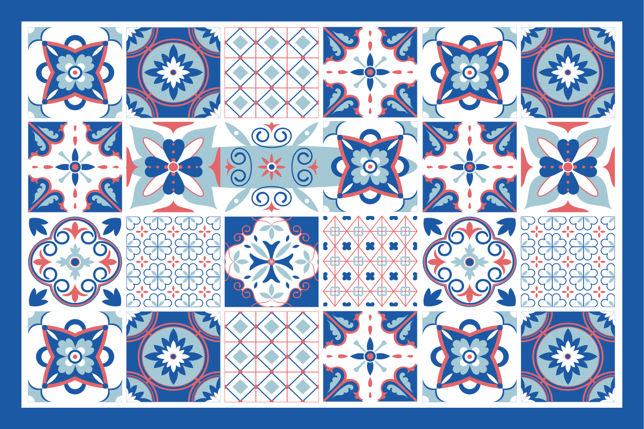 Individual de mesa patrón diseño de azulejos intrincados - TenVinilo