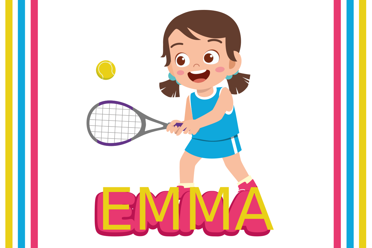 Individual mesa infantil jugador de tenis feliz - TenVinilo