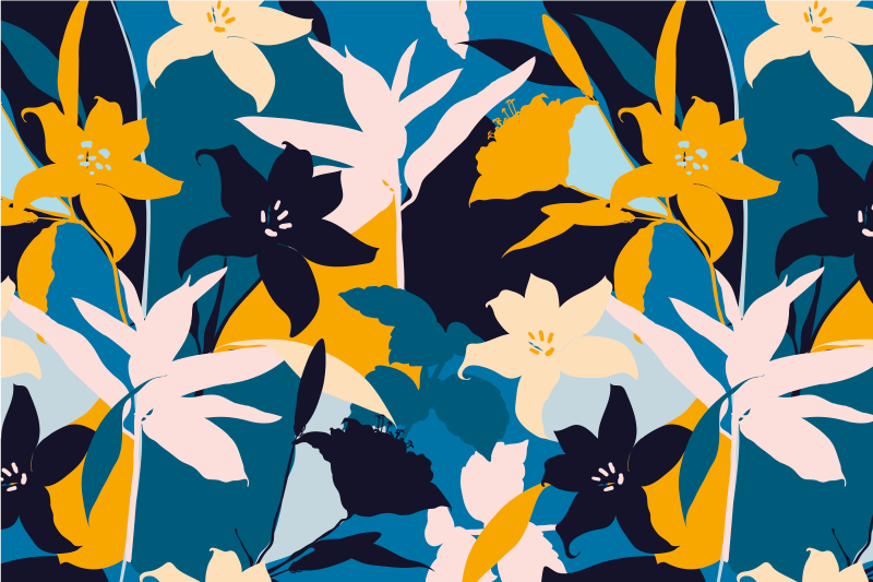 Individual mesa original patrón floral teal - TenVinilo