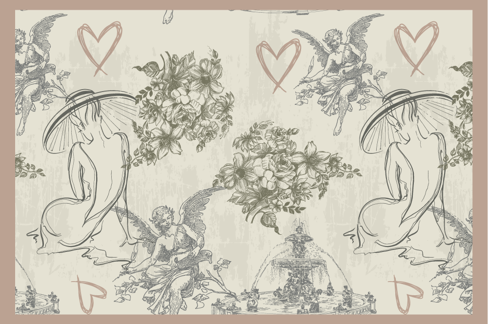 Mantel individual original Patrón romántico francés vintage - TenVinilo