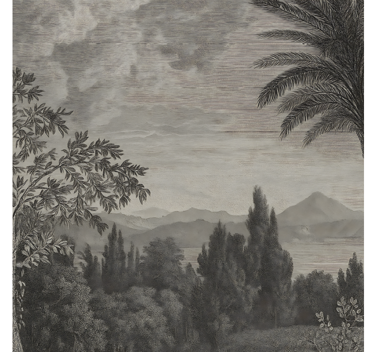 Mural baño paisaje natural gris - TenVinilo