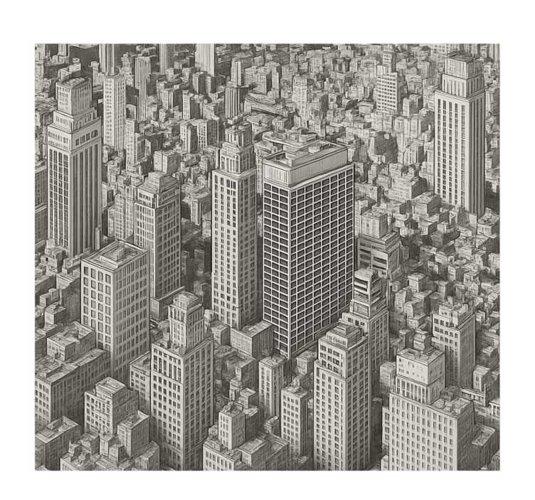 Mural juvenil visión general en blanco y negro - TenVinilo