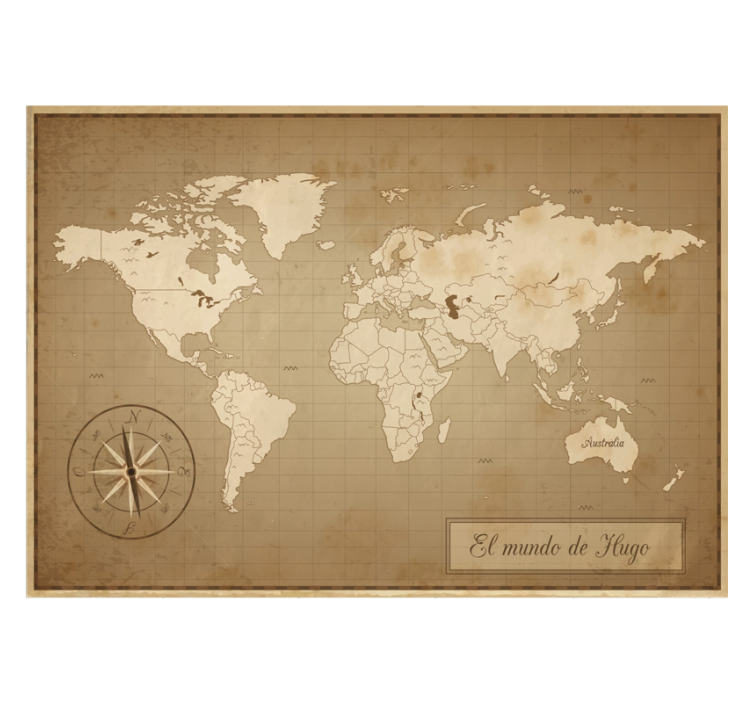 Papel pintado vintage mapamundi personalizable - TenVinilo