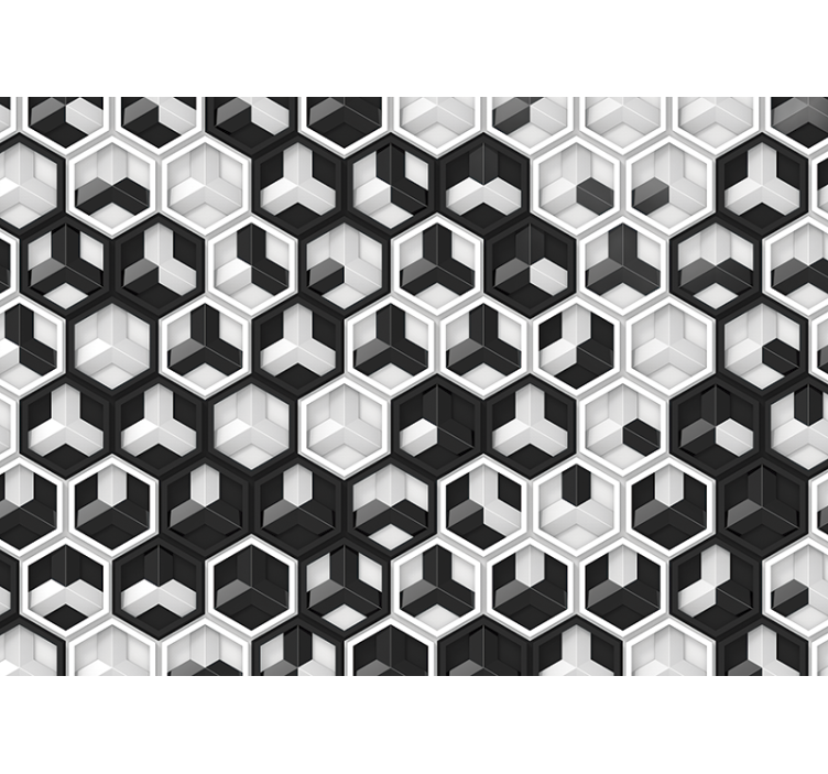 Mural abstracto patrón hexagonal geométrico - TenVinilo