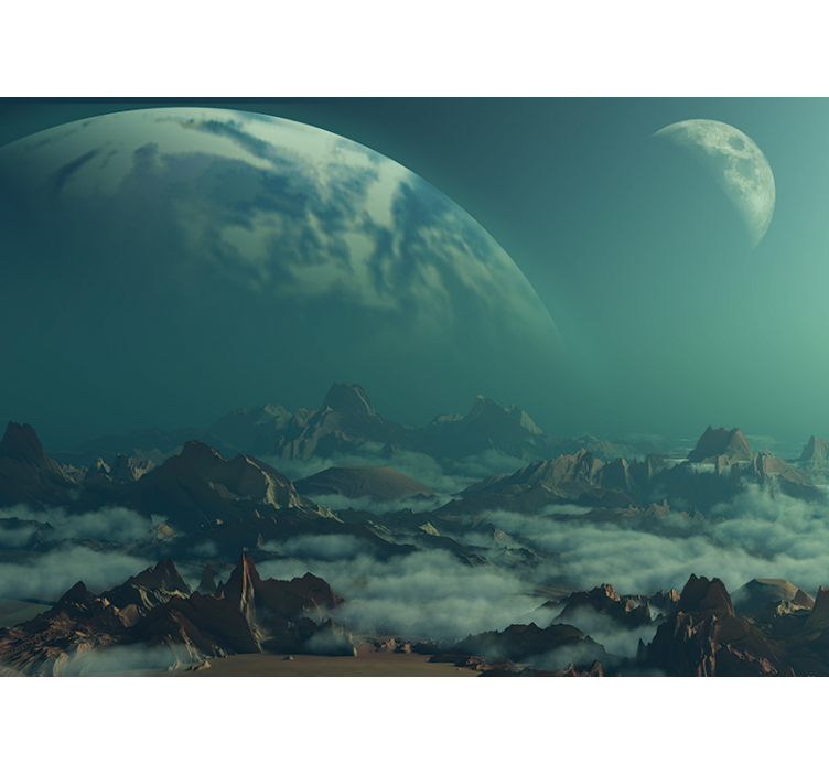 Mural del espacio picos de montañas celestiales - TenVinilo