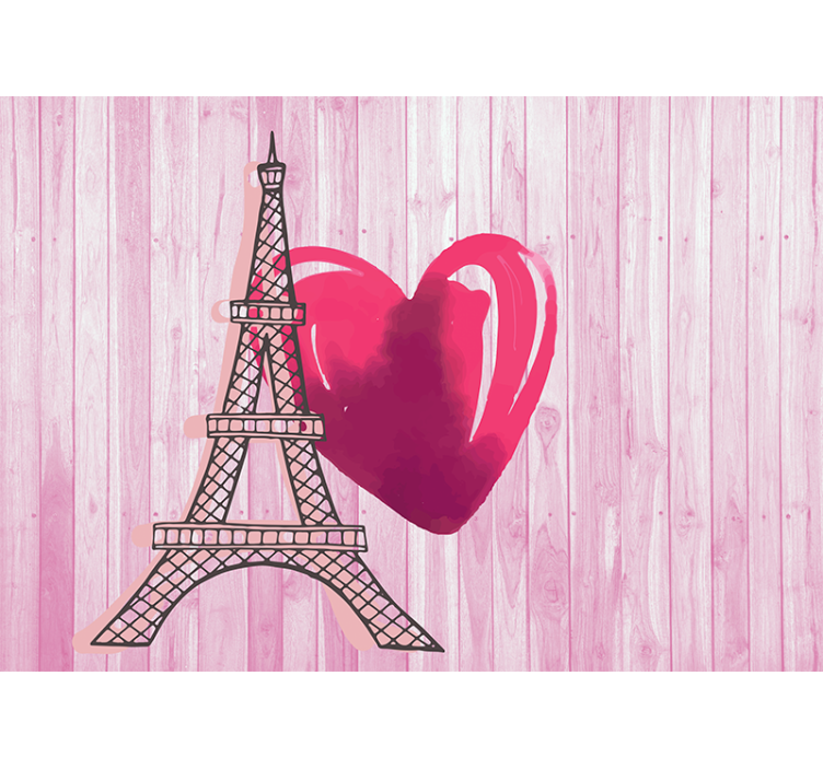 Fotomural de amor Torre eiffel con corazón rosa - TenVinilo
