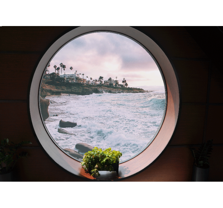 Mural de paisajes escena de olas costera - TenVinilo