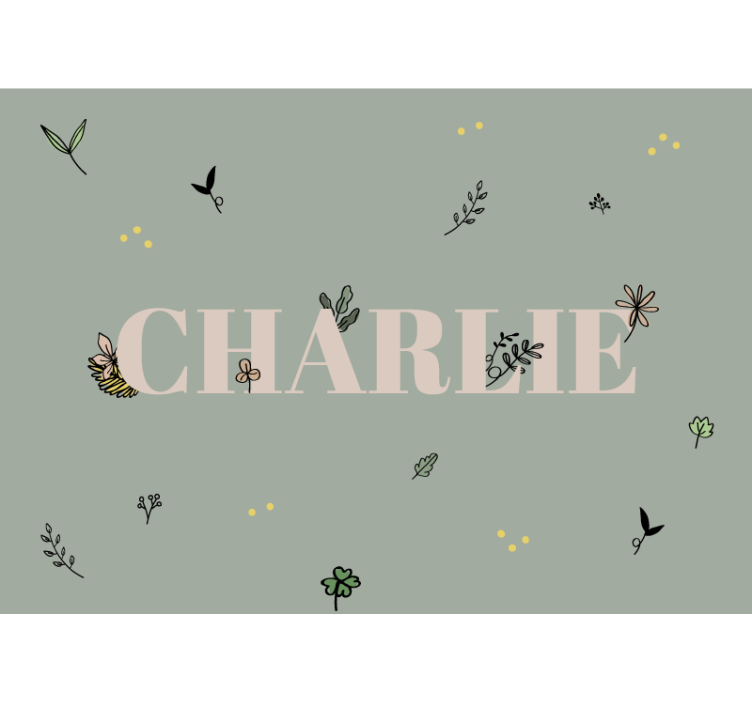 Mural infantil diseño de nombre floral - TenVinilo