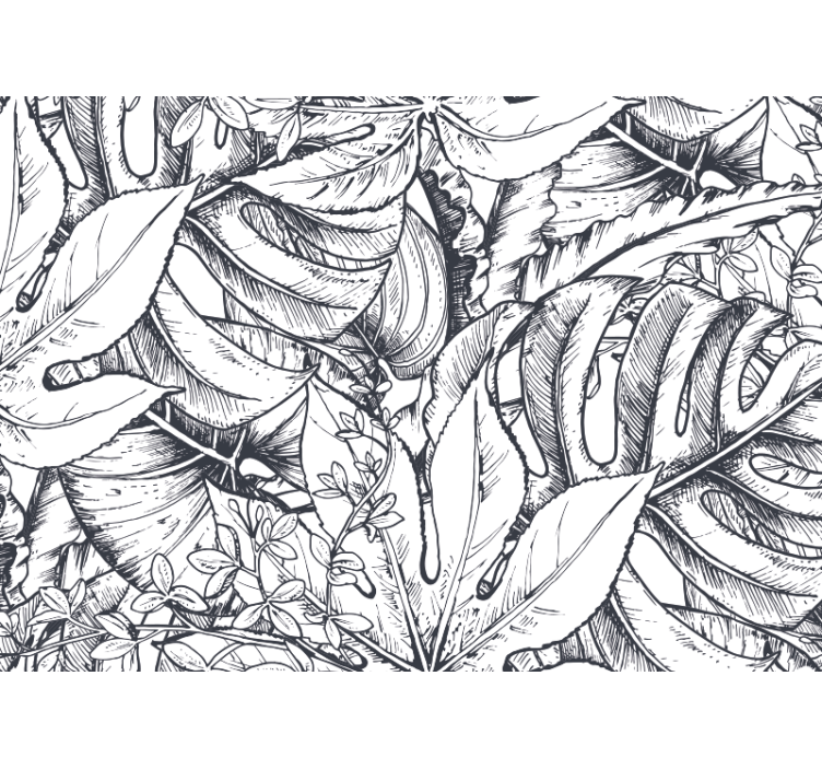 Mural de naturaleza ilustración botánica frondosa - TenVinilo