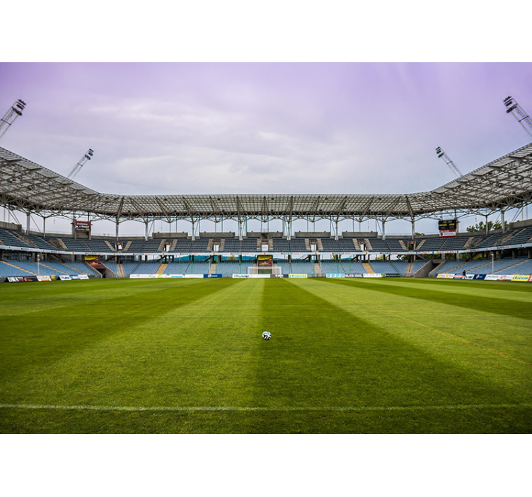 Mural ciudad escena de campo de fútbol - TenVinilo