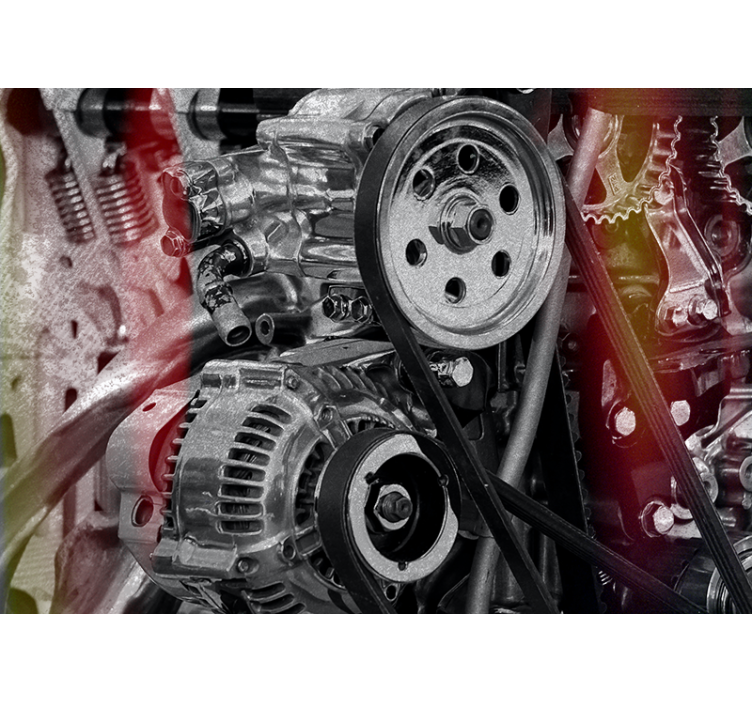 Mural de vehículos detalle de componentes del motor - TenVinilo