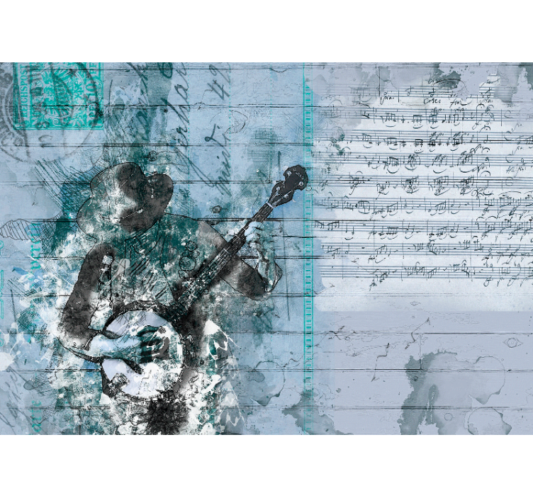 Mural de música músico tocando banjo - TenVinilo