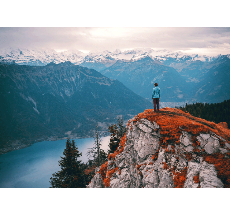 Mural de paisajes serenidad en la vista de montaña - TenVinilo