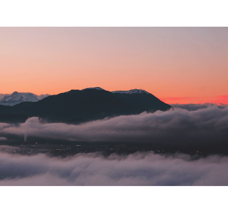 Mural de paisajes vista del atardecer en la montaña - TenVinilo