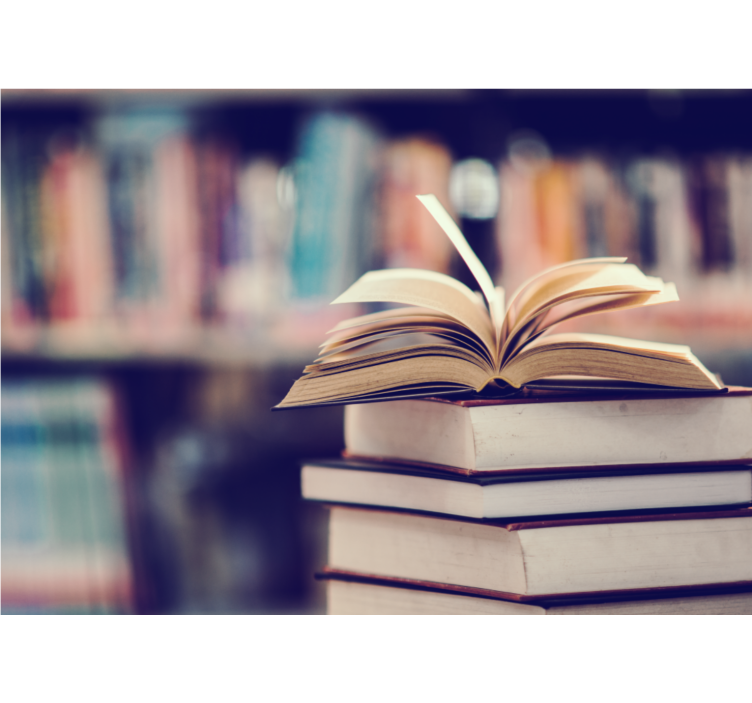 Mural de arte pilas de libros abiertos - TenVinilo