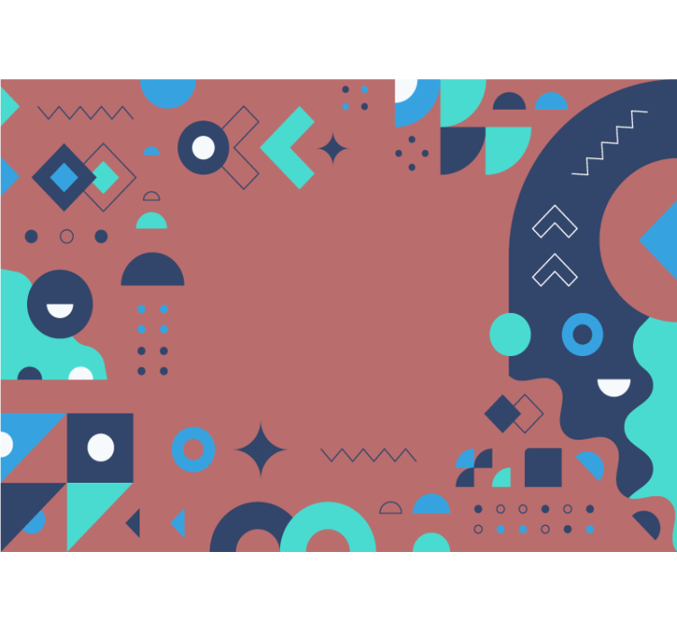 Mural abstracto composición de patrones geométricos - TenVinilo