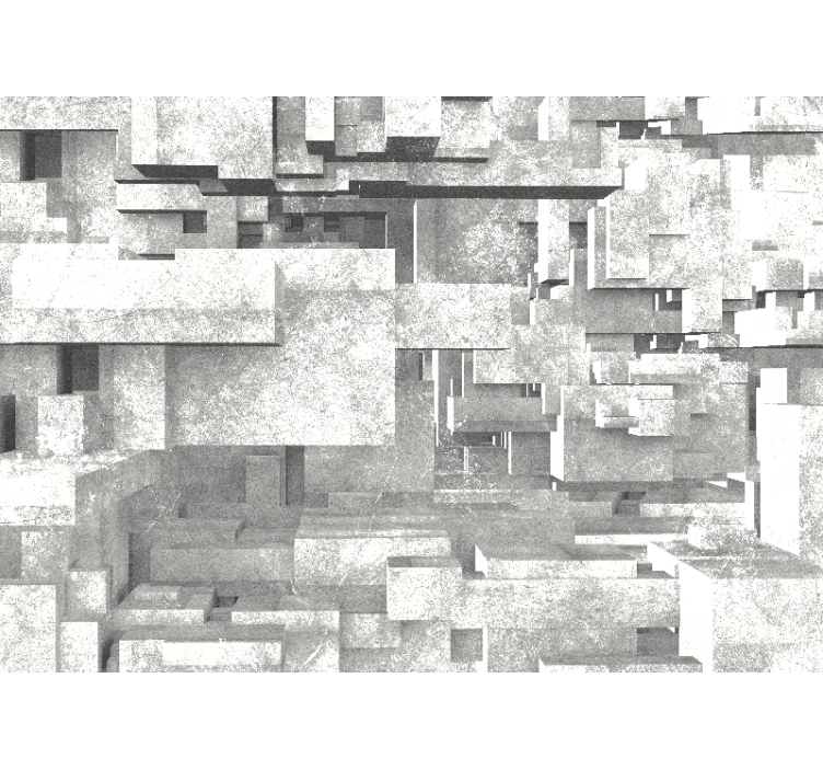 Mural abstracto estructura geométrica en capas - TenVinilo