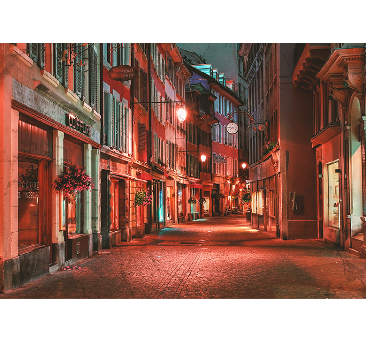 Fotomural ciudad Ciudad solitaria por la noche en suiza - TenVinilo