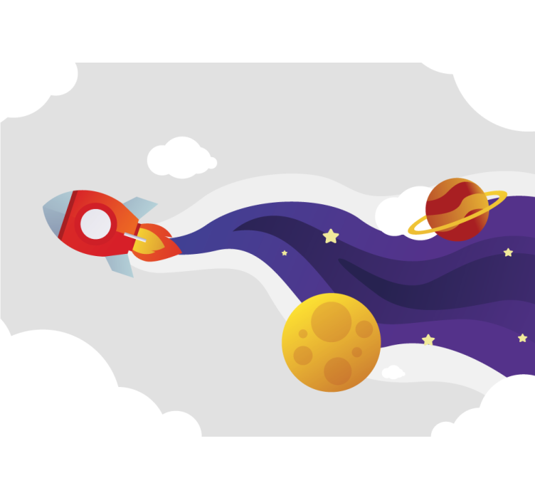 Mural infantil Dibujos animados de lanzamiento de cohetes al luga - TenVinilo