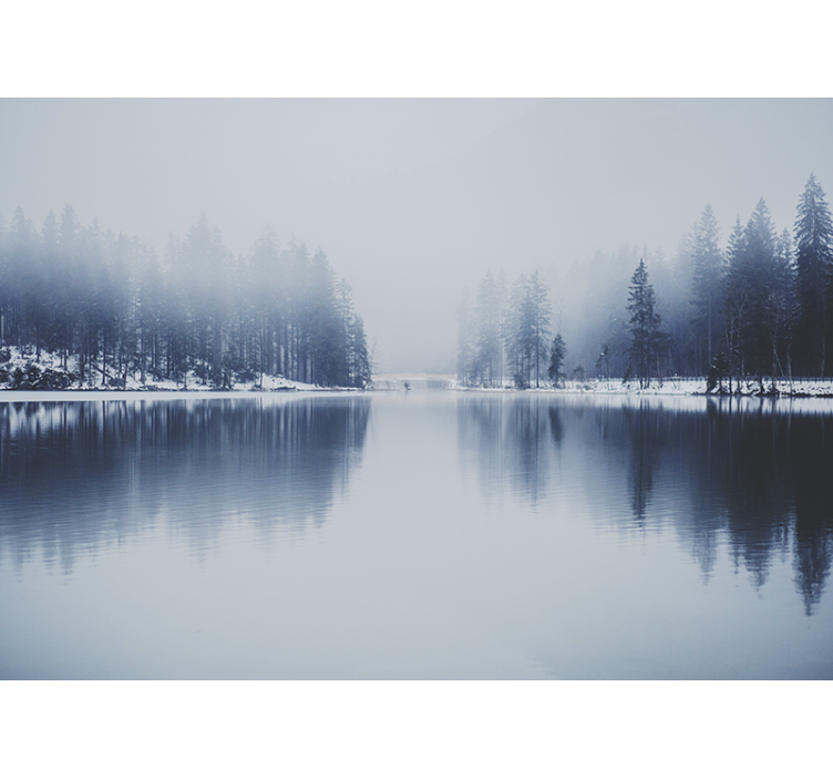 Mural de naturaleza paisaje sereno junto al lago - TenVinilo