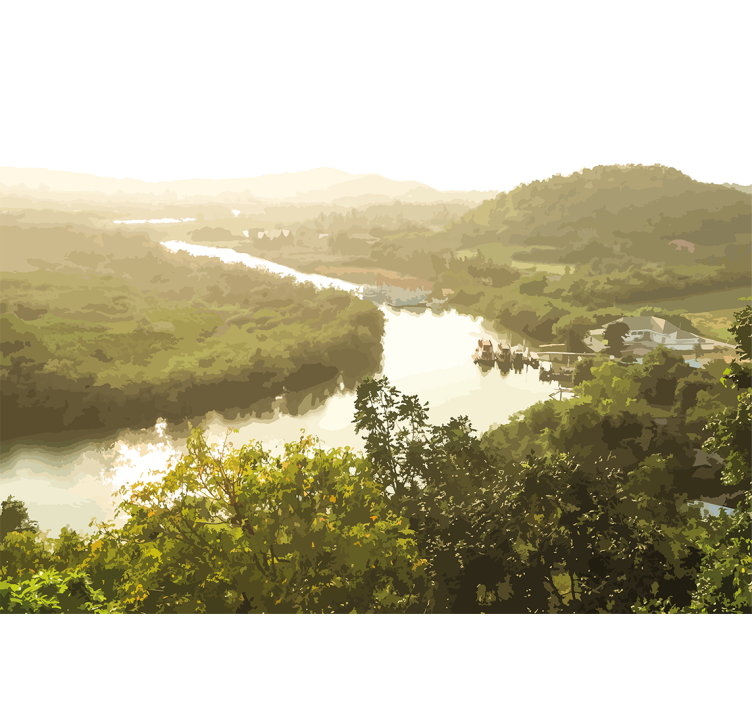 Mural de paisajes vista serene del río - TenVinilo