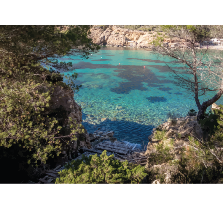 Mural de naturaleza paisaje costero claro - TenVinilo