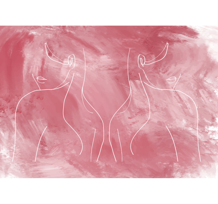 Fotomural abstracto Silueta de mujer sobre una pintura rosa - TenVinilo