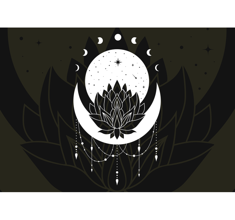 Mural de mandala diseño luna de loto - TenVinilo