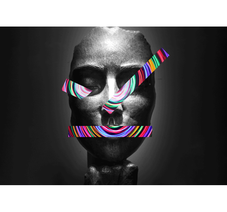 Mural de arte rasgos faciales abstractos - TenVinilo