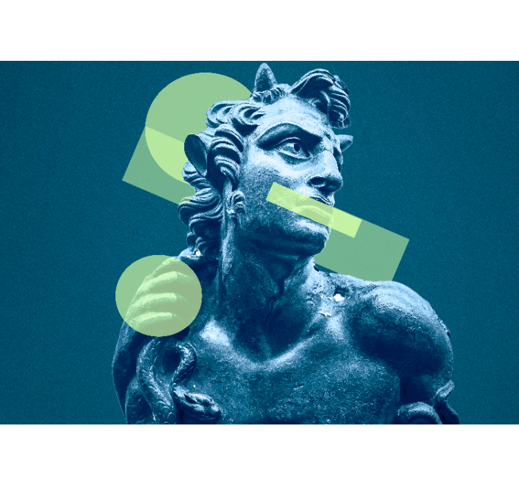 Mural de arte estatua con formas geométricas - TenVinilo