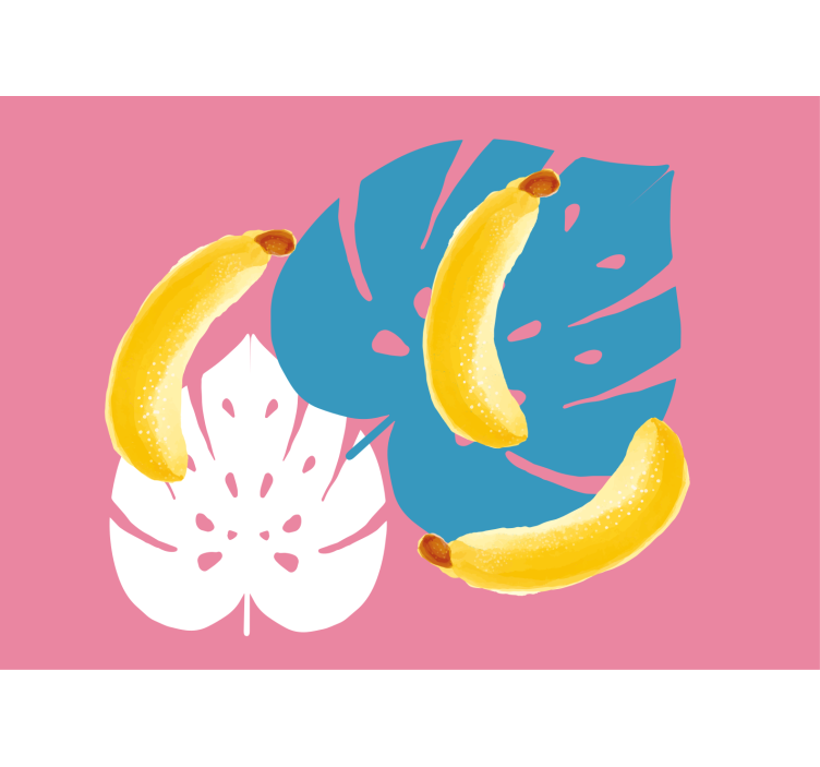 Mural flores plátanos y hojas - TenVinilo