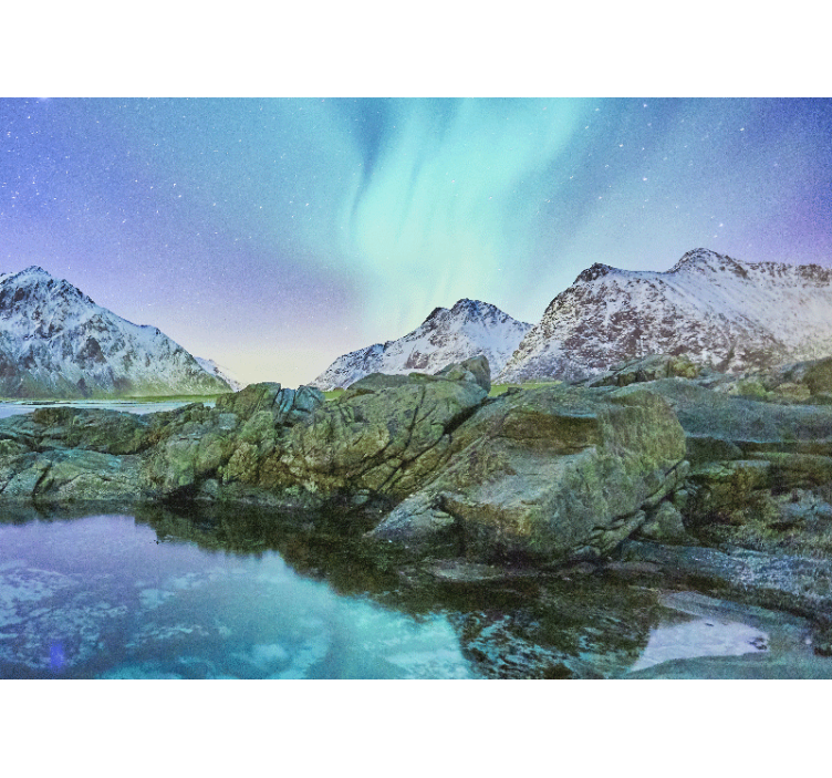 Mural de paisajes reflejo de las auroras boreales - TenVinilo